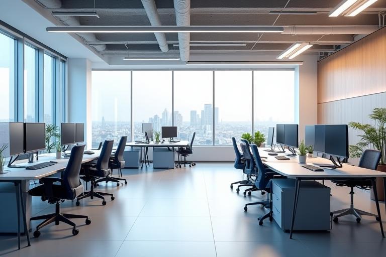 Interior photo of Connectie Telecom office in Amsterdam, showing a modern workspace